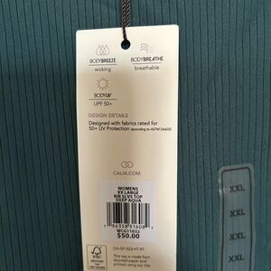 Calia xxl rib sleeveless top. Deep aqua
